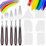 11 Stück Palette Messer und Abstreifermesser Malwerkzeug Set,Strukturpaste,Spachtel Set,5 Öl Malen Palettenmesser+6 Abstreifermesser,Malmesser,Edelstahl Acryl Spachtel zum Ölgemälde, Gouache, Aquarell