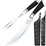 XYJ Authentic Since1986,Professional Carving Knife Set, 9.5 Inch Slicing Carving Knife and Meat Fork, Stainless Steel Kitchen Knife for Steak, Turkey, Ham, BBQ