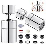 2 Stücke 360° Schwenkbar Wasserhahn Aufsatz M22/M24 Multifunktionaler Drehbarer Wasserhahn Luftsprudler mit 2 Modi/Strahlarten für Zuhause Küche Badezimmer Waschbecken Hochdruck Badewannendüse