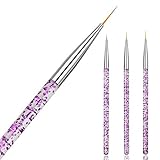 Hanyousheng Nageldesign Pinsel 3/Set Profi Acryl Nail Art Pinsel Set NAL Kunst Malerei Pinsel Professional Acryl Nail Art Pinsel Set für UV Gel Builder Nail Pinsel(Zufällige Farbe)