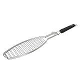 SANTOS XL Fischbräter 61,5cm - Edelstahl Fisch-Grillkorb - Fischhalter mit Hitzeschutzgriff - für Fische bis zu 33cm - Spülmaschinenfest - Fischgrillzange - optimale Grillergebnisse