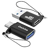 Omivine USB 3.0 auf USB C OTG Adapter, USB Typ C auf USB Adapter mit Schlüsselband (2 Stück)