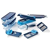 Genius Nicer Dicer Smart (14 tlg.) in blau - Gemüse-schneider für Würfel, Stifte, Scheiben, Streifen und Viertel inkl. Rezeptheft - Salatschneider Mandoline Gurkenhobel