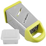 Angoily Edelstahl Gemüsereibe 4 Seitig mit Aufbewahrungsbox Multifunktionaler Küchenhelfer zum Schneiden Raspeln und Zerkleinern Von Gemüse Sicher und Platzsparend für Küche und Haushalt