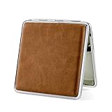 Leder Zigarettenetui Metall Schwarz/braun aus hochwertigem / 20 Zigaretten - PU Leder Beige Zigarettenbox Blau für Drehzigaretten Filterzigaretten - Zigarettenzubehör rot (braun)