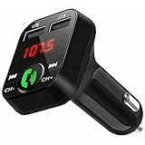 NK Bluetooth FM Transmitter Auto - Freisprecheinrichtung, Bluetooth-Musikplayer V5.0 + EDR, FM-Empfänger-Radioadapter, Dualer USB-Anschluss, Schnellladung 2,1 A und USB-Speicherhalterung