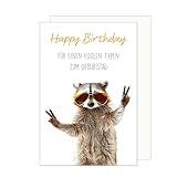 Edition Seidel Premium Geburtstagskarte mit Umschlag. Glückwunschkarte Grußkarte Karte mit Spruch Geburtstag Happy Birthday Mann Frau cooler Waschbär (G3626 SW024)