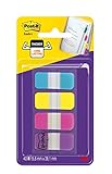 Post-it Haftstreifen Index Strong, Mini - 40 Haftstreifen 15.8 mm x 38.1 mm - Blau, Violett, Pink, Gelb - Zum Markieren, Hervorheben oder Farbcodieren wichtiger Informationen