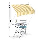Relaxdays Klemmmarkise, Balkon Sonnenschutz, einziehbar, Fallarm, ohne Bohren, höhenverstellbar, 150 cm breit, gestreift