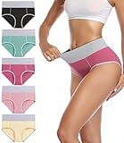 wirarpa Unterhosen Damen Baumwolle Unterwäsche Frauen Taillenslip Hohe Taille Slip 5er Pack Größe L