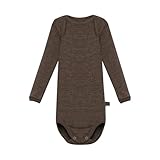 Dilling Langärmliger Body für Babys aus Merinowolle - Haselnussbraun 80