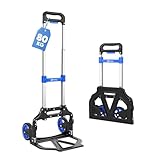 Sekey Alu Sackkarre Klappbar & Leichte Transportkarre 80 kg Tragkraft, 3-Stufig Höhenverstellbar & In Sekunden Faltbar, Klappkarre mit TPR-Rädern & Ergonomischem Griff