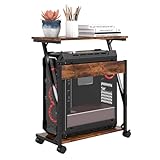 Tcatec Computer Tower Ständer, Höhenverstellbarer CPU Stand, CPU Halter PC Regal mit Rollen, Druckerständer unter Schreibtisch, 2 Schicht Computer Ständer Drucker Cart