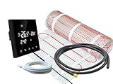 Elektrische Fußbodenheizung SunPro für Fliesen 160 W/m² - Komplett-Set mit Thermostat RT-50 touch/schwarz (2 m² - 0,5 x 4 m)
