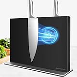 Rekehome Messerblock magnetischer ohne Messer, 30 cm Schwarz Messerhalter magnetisch aus 304 Edelstahl, beidseitig starker Magnet Knife Holder für eine aufgeräumte Küche