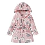 Unisex Kinder Frottee-Bademantel Weicher mit Kapuze für Mädchen Warm Fleece Morgenmantel Nachtwäsche Kinder Langarm Baumwolle Schlafanzüge Jungen Süße Kleinkinder Pyjamas (Hot Pink, 4-5 Years)