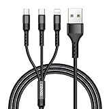 RAVIAD Multi USB Kabel, 3 in 1 USB Ladekabel Nylon Multi Ladekabel 3 in 1 Schnellladekabel mit Micro USB Typ C Lightning Kabel für iPhone, Android Samsung Galaxy, Huawei, Oneplus, Sony, Honor - 1.2M