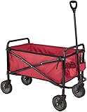Amazon Basics Zusammenklappbarer Bollerwagen für den Garten, faltbar, mit Abdeckung, für den Außenbereich, Rot