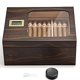 LEACHOI Handgefertigter Zigarren Humidor, Humidor Zigarren Schrank, Humidore Befeuchter und Zedernkern,Teiler & Digitales Hygrometer, Männer Geschenke Zigarrenzubehör,(25-50 Zigaretten)