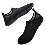 FELOVE Badeschuhe Wasserschuhe Strandschuhe Surfschuhe Barfuß Schuhe,Breathable Schwimmschuhe Hausschuhe Yoga Schuhe für Wassersport für Damen Herren, Schwarz.DO 42/43