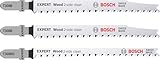 Bosch 3x EXPERT Wood 2-side clean Stichsägeblatt-Set (für Massivholz-Möbelplatte, Sperrholz, Länge 117 mm, Professional Zubehör Stichsäge)