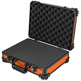 HMF 15502-18 Transportkoffer mit Rasterschaumstoff, Universalkoffer | 39 x 29 x 12 cm | Orange