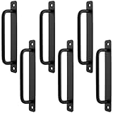 YUENPUN Türgriffe für Scheunentür, schwarz, 180 mm, Schwarz, Aluminiumlegierung, Schiebetürgriffe, robuste Schiebetürgriffe für Schuppen, Tore, Schrank, 6 Stück