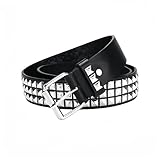 SDXCJY Nietengürtel Rock Punk Punk-Nietennietengürtel Goth Row Pyramid Square PU-Leder Vintage Punk Rock Grommet Belt Pyramid Rivet Belt für Jeans Rockwear Damen/Herren (Schwarz)