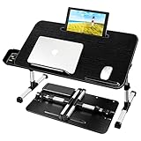 AirOpen Laptoptisch fürs Bett, Höhenverstellbar, Neigungswinkel, Klappbar Betttisch mit Schublade, PAD Ständet, Laptop Tisch für Bett, Sofa, Couch, Boden (60 x 34 cm, Schwarz)