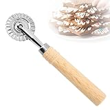 Amusingtao Teigrädchen, Teigrad Gewellt, Gezähnter Teigrad Einzelner, Pasta Cutter Wheel, mit Holzgriff Geeignet für Privat- Und Restaurantküchen