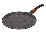Kamberg 0008052 – Crêpepfanne 32 cm – Abnehmbarer Griff – Aluminiumguss – Beschichtung in Steinoptik – Für alle Herdarten, auch Induktion – PFOA‑frei, Aluminium, 32 x 32 x 2 cm