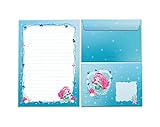 Briefpapier-Set Briefblock in A5 mit Umschlägen Kindermotiv Meerjungfrau für Mädchen (Block A5 mit 25 Blätter + 15 Umschläge)