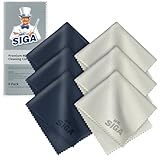 MR.SIGA Hochwertig Mikrofaser Reinigungstücher Brillenputztuch für Brillen, Bildschirme, Tabletten, Gläser, 6er Pack, 6 x 7 Zoll (15 x 18 cm), Marine/Grau