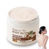 Kokosnussöl Körperbutter, Kokosnuss Lotion, Natürlich Kokosöl für trockene Haut, Intensive Feuchtigkeitscreme für Männer und Frauen, Sanfte Pflege für Weiche und Geschmeidige Haut