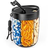 AUVON Tablettenbox 6 Fäche 7 Tage, Pillendose Rund mit Großen Separaten Fächern(5+1XL Fach), Tragbare Medikamentenbox Pillenbox für Unterwegs Vitamine, Fischöl, Medikamente, Nahrungsergänzungsmittel