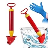 ZhouWei Saugglocke Abfluss, Abflussreiniger Pumpe mit Nitrilhandschuhe Pömpel Pressluft WC Rohrreinigungspumpe Pömpel Toilette Abfluss Schnelle Siphonreinigung Pressluft Rohrreiniger (Rot)