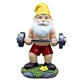 BOHJPIS Gartendeko für Draußen Gartendeko, Gewichtheben Gartenzwerg, Gartenfiguren & Gartenstatuen des Mit Seiner Geschenke für Gartenzwerge für Außen (Gewichtheben)