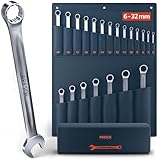 PRESCH Maulschlüssel Set 21tlg. inkl. Tasche (8-32mm) - Passgenaues Schraubenschlüssel Set - 15° abgewinkelt für Arbeiten an beengten Stellen - Robuster, präzisionsgefertigter Ring Maulschlüsselsatz