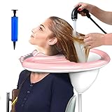 Aufblasbares Haarwaschbecken, tragbares Nachttisch-Dusch-Shampoo-Becken für ältere Menschen, Behinderte, Schwangere, Verletzte zum Waschen von Haaren im Bett, zu Hause, mit Luftpumpe und Drainage