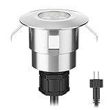 ledscom.de LED Bodeneinbauleuchte ATRIA für außen, IP65, edelstahl, rund, 40mm Ø, warmweiß, Gartenleuchte, Gartenstrahler, Bodeneinbauleuchte, Beleuchtung, Bodenleuchte, Markierungslicht