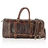 Sixtease Duffle Reisetasche für Damen – Damen Turnbeutel mit Fächern – Reisetasche für die Nacht – Vintage Style handgenähtes Vollnarbenleder, in