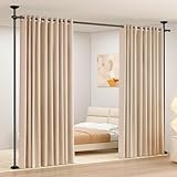 WELDUN Raumteiler Paraventgestell Gardinenstangen, Freistehend Raumtrenner Paravent ohne Vorhang, Sichtschutz für Wohnzimmer, Schlafzimmer oder Büro 227–312 cm (H), 71–178 cm (B), Schwarz