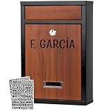 VESSONNA Briefkasten klein personalisiert mit Hausnummer | Verzinkter Stahl in Vintage Holzoptik, wetterfest & sicher