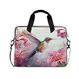Laptoptasche mit Kolibri-Frühlingsblumen, für Damen und Herren, Computertasche, Laptop-Hülle, Aktentasche für 14/15,6/16 Notebook, Laptop, Schultertasche für Büro, Arbeit, Reisen,