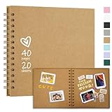 Vienrose Fotoalbum zum Selbstgestalten und Einkleben mit 40 Seiten, Hardcover Kraftpapier Spiralalbum, DIY Scrapbook für Hochzeit, Geburtstag, Khaki
