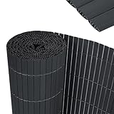 YRHome 180x500cm PVC Sichtschutzmatte Stabile W-Form Sichtschutzzaun Balkon Balkonsichtschutz Sichtschutz mit Kabelbindern Windschutz Wetterfest UV-beständig für Garten Terrasse, Anthrazit