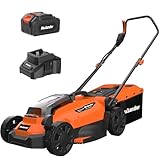 Maxlander Rasenmäher, 13 Zoll Elektro-Rasenmäher kabellos, 20 V 2-in-1 batteriebetriebener Rasenmäher mit bürstenlosem Motor, 5-Positionen-Höhenverstellung, Akku und Ladegerät im Lieferumfang