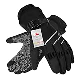 BIKINGMOREOK Winterhandschuhe,-30°F 3M Thinsulate Skihandschuhe Wasserdicht Warme Touchscreen Handschuhe,Winddicht Fahrradhandschuhe Herren Damen-Schwarz-M