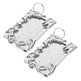 Mobestech 2 Stück Pack Schlüsselanhänger Fotokartenhalter Kunststoff Galvanisiert Unregelmäßig Geformt Transparenter Kleiner Bilderrahmen für Busausweis Fotos und Id Karten Kreativer