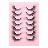 7 Paar Wimpern Lashes Fox Eye Künstliche Wimpern Katzenauge 3d Falsche Wispy Flauschiges Volumen Curly Cat-Eye Natürlicher Fake Make Up Wimperns Büschel Weiche Faux Mink Wimpern Für Frauen Mädchen